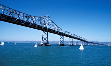 California CA San Francisco Bay Bridge and skyline between San Francisco and Oakland